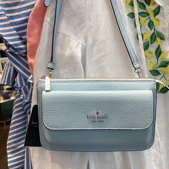 NWT Kate Spade Leila Small Crossbody K8284 
Leather Dewy Blue 
NWT - Picture 16 of 16